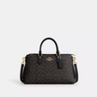 COACH Georgia Satchel Bag In Signature Canvas - Gold/Walnut/Black image