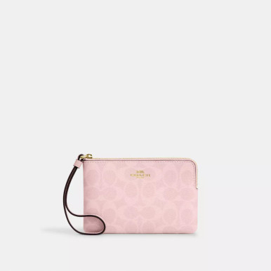 COACH Corner Zip Wristlet In Signature Canvas - Powder Pink image 2