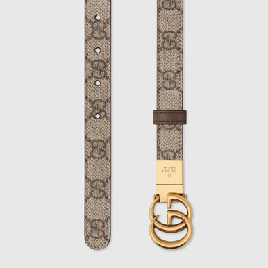 GUCCI  Gg Marmont Reversible Thin Belt - Beige image 1