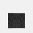 COACH Billfold Wallet In Signature Canvas - Black Antique/Tan image