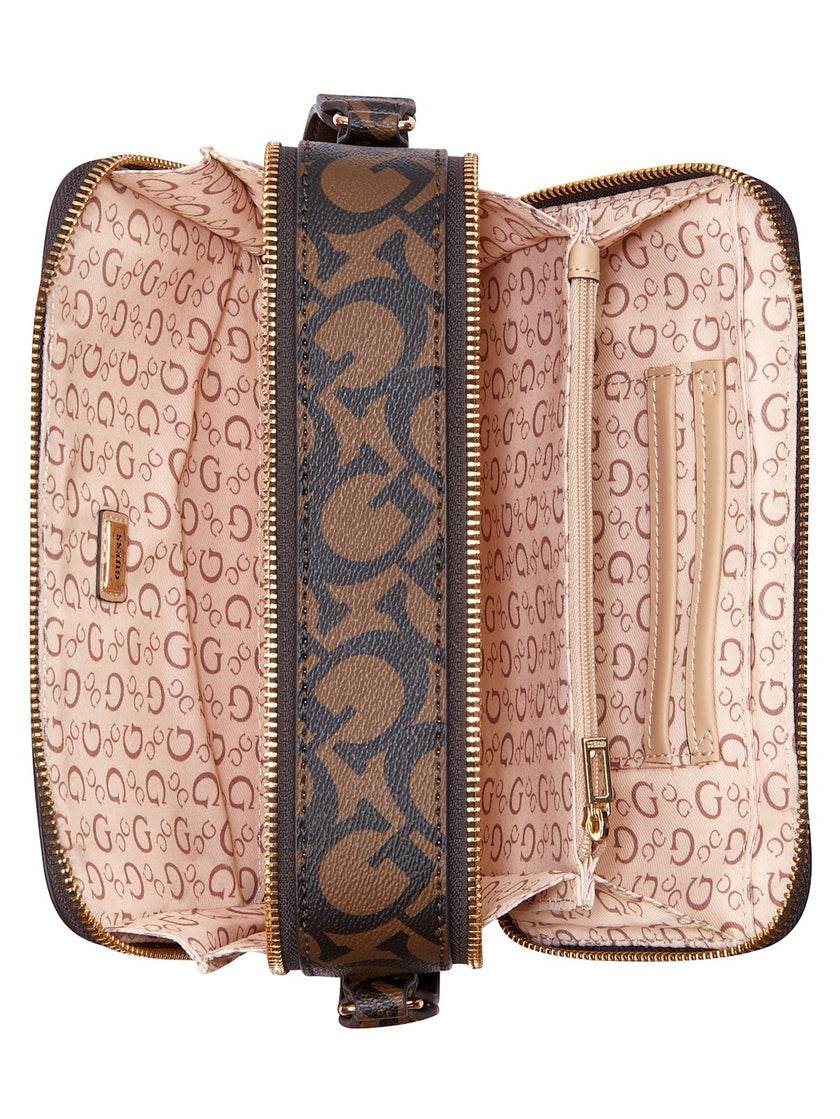 Guess Reinee Mini Double-Zip Crossbody - Brown image 3