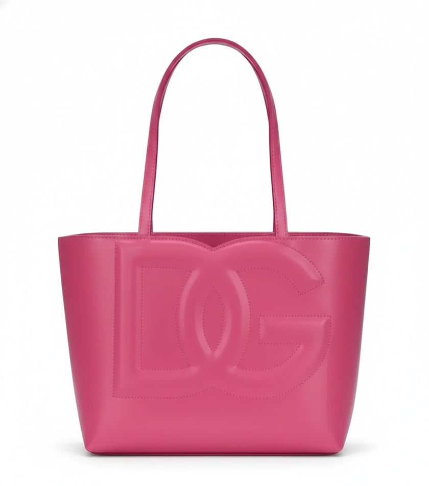 [AT DELHI] DOLCE & GABBANA Pink Logo Leather Tote Bag image 4