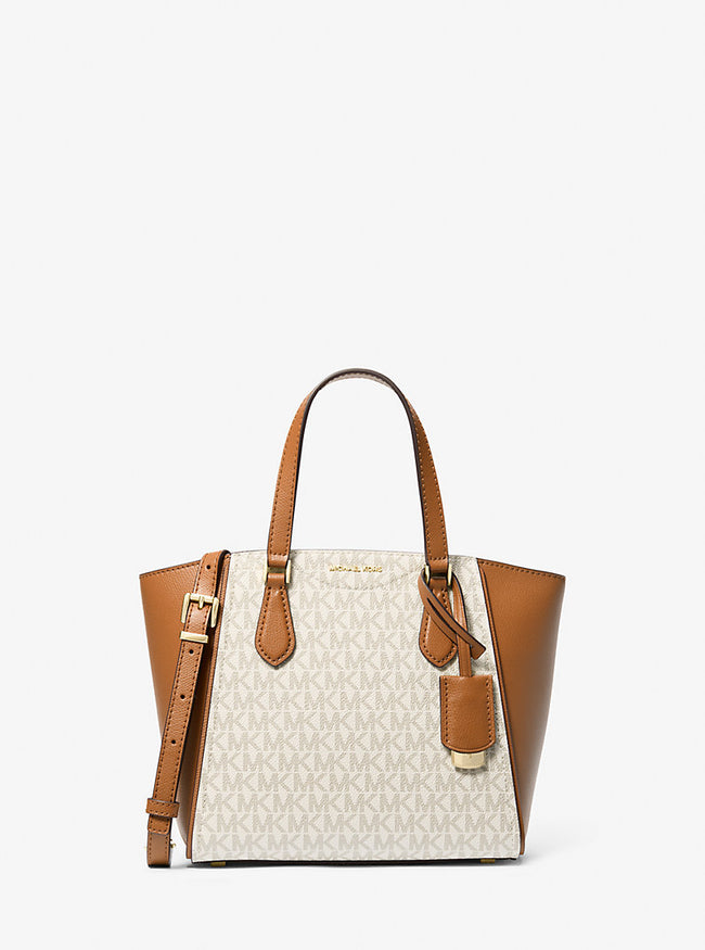 [AT DELHI] MICHAEL KORS Taryn Small Signature Logo and Leather Convertible Crossbody Bag - Vanilla/Acorn image 0