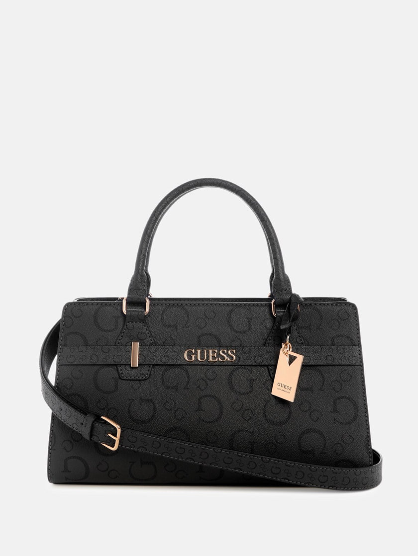Guess Eldoria Enlarged Logo Satchel - Black image 0