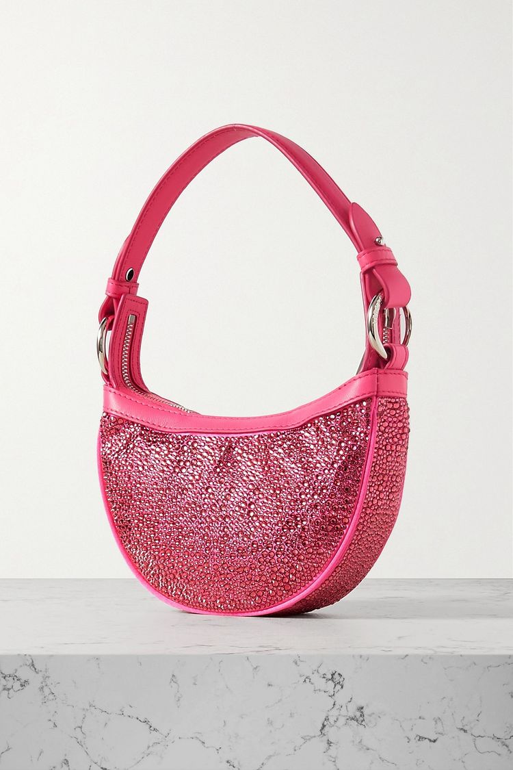 VERSACE Mini Crystal-embellished Satin And Leather Shoulder Bag (Arriving In Delhi) image 2