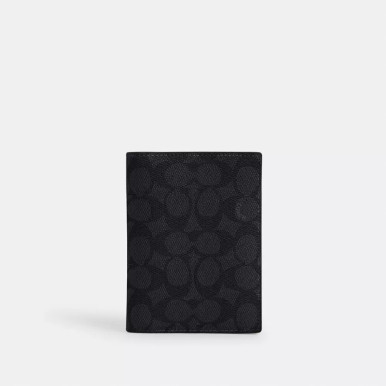 COACH Passport Card Case In Signature Canvas - Gunmetal/Charcoal/Black image 1