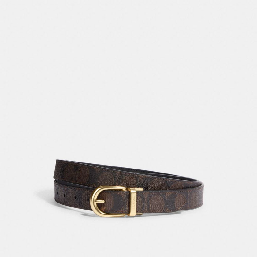 COACH Classic Buckle Cut To Size Reversible Belt, 25 Mm - Gold/Brown Black image