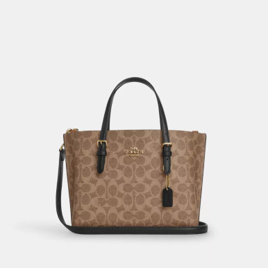 COACH Mollie Tote Bag 25 In Signature Canvas - Gold/Tan/Black image 1