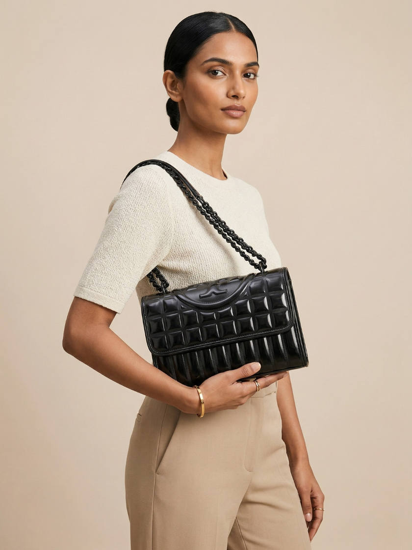[AT DELHI] TORY BURCH Fleming Metallic Convertible Shoulder Bag image 0