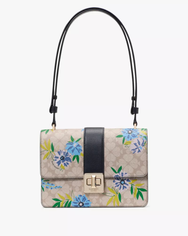 KATE SPADE Spade Flower Floral Small Flap Shoulder Bag - Blazer Blue Multi image 0
