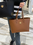 VERSACE La Medusa Leather Tote Bag - Brown image