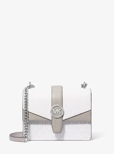 MICHAEL KORS  Greenwich Small Color-Block Signature Logo Crossbody Bag - Optic White image 4