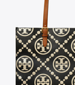 TORY BURCH T Monogram Contrast Embossed Tote - Black /White image 2