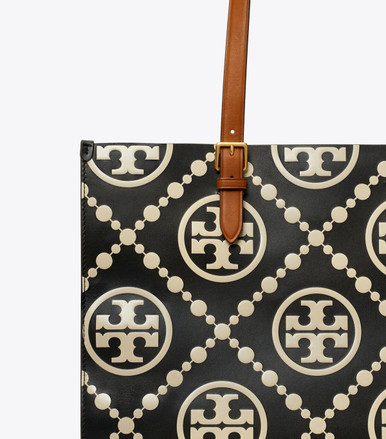TORY BURCH T Monogram Contrast Embossed Tote - Black /White image 2