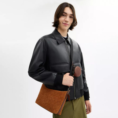 COACH Small Finn Crossbody Bag With Pouch In Signature Suede image 1