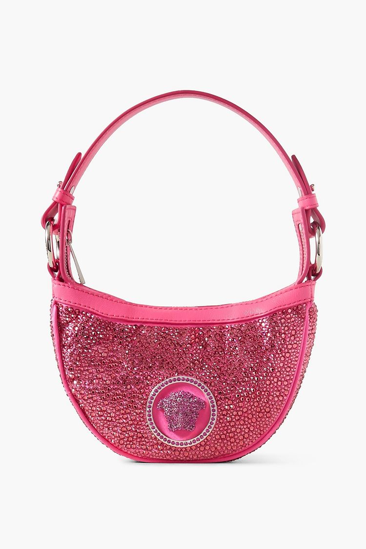 VERSACE Mini Crystal-embellished Satin And Leather Shoulder Bag (Arriving In Delhi) image 1