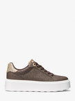 [ARRIVING] MICHAEL KORS Romey Metallic Two-Tone Signature Logo Platform Sneaker - Brown image 2