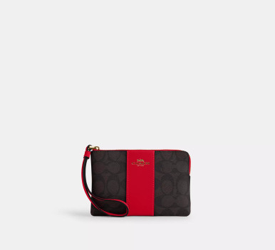 COACH Corner Zip Wristlet In Signature Canvas With Stripe image 1
