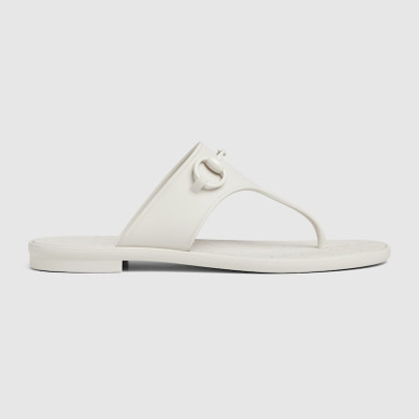 GUCCI Women's  Thong Sandals With Horsebit - White image 0