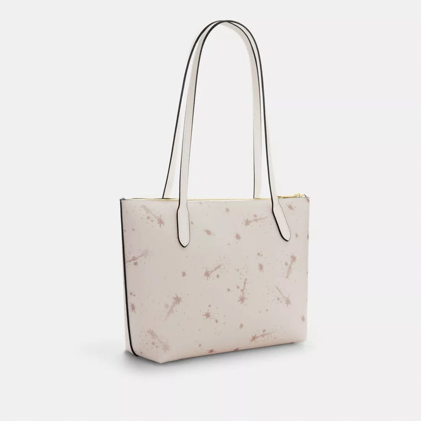 COACH Fiona Zip Tote Bag With Star Print - Gold/Chalk Multi image 2