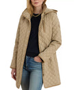 [AT DELHI] LAUREN RALPH LAUREN Womens Hooded Quilted Faux-Suede-Trim Coat - New Birch