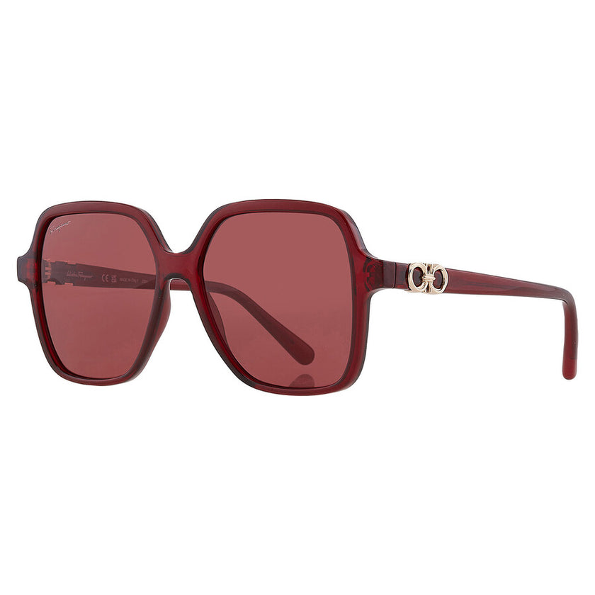 SALVATORE FERRAGAMO Salvatore Burgundy Square Ladies Sunglasses (Arriving In Delhi) image 2