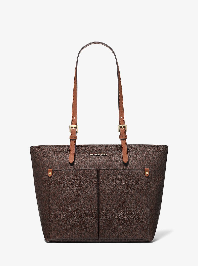 MICHAEL KORS Jet Set Medium Logo Pocket Tote Bag BROWN 1