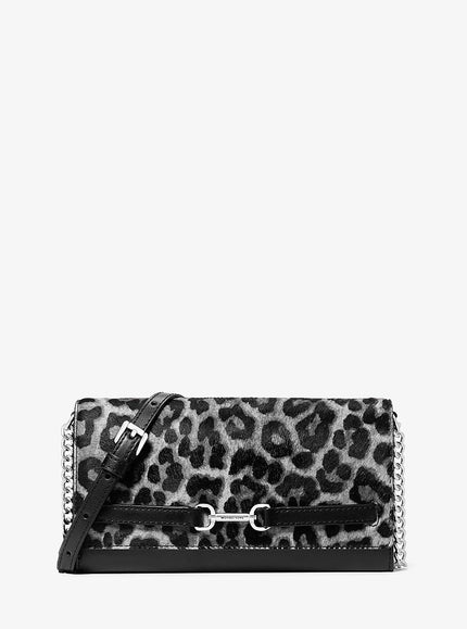 MICHAEL KORS Carson Large Leopard Print Calf Hair Convertible Crossbody Bag