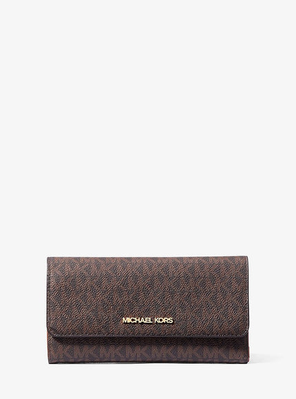 MICHAEL KORS Jet Set Large Logo Trifold Wallet - Brown