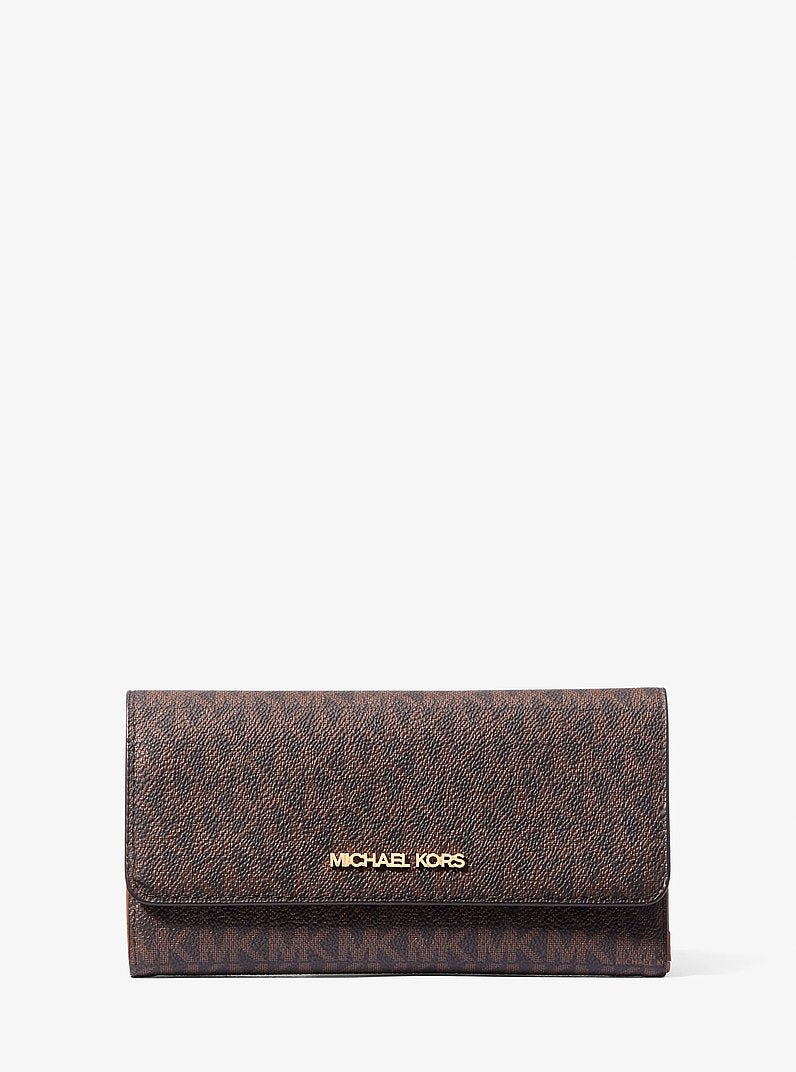 MICHAEL KORS Jet Set Large Logo Trifold Wallet - Brown
