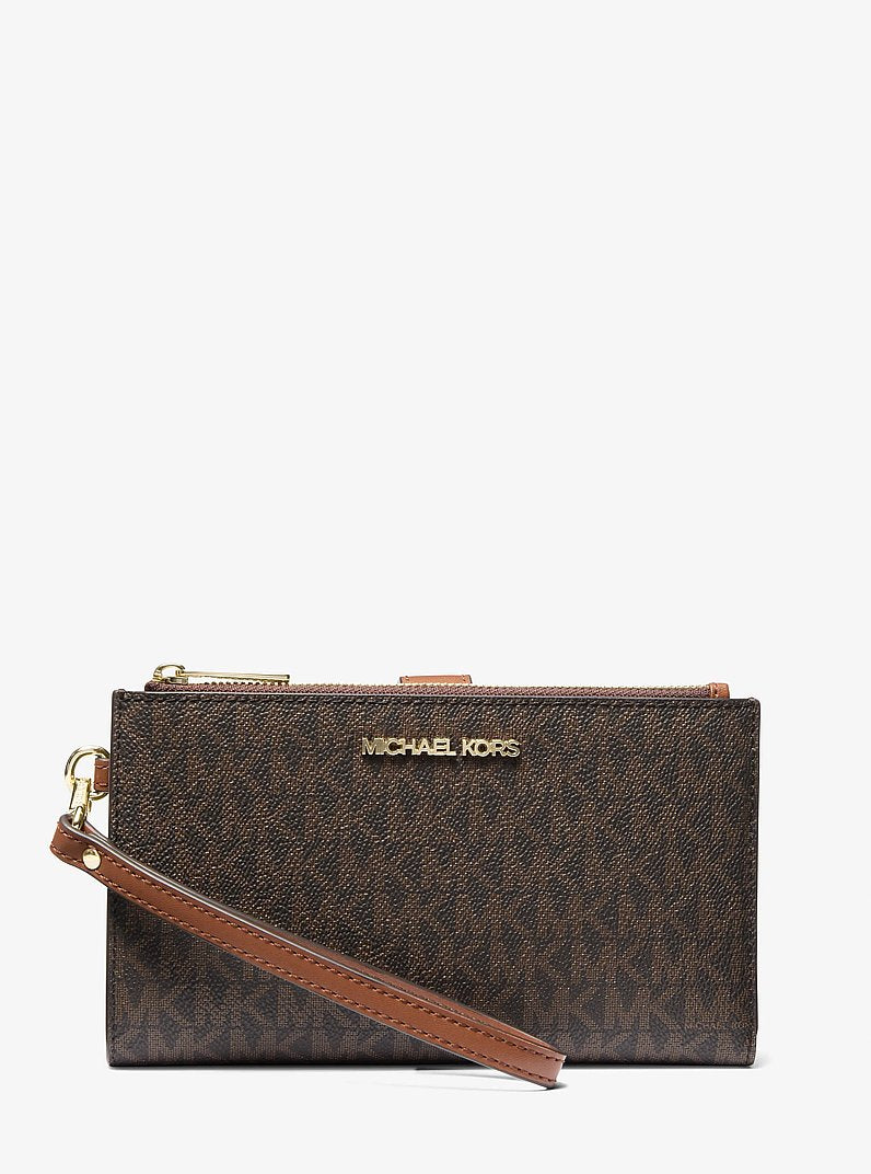 MICHAEL KORS Jet Set Travel Signature Logo Smartphone Wallet - Brown