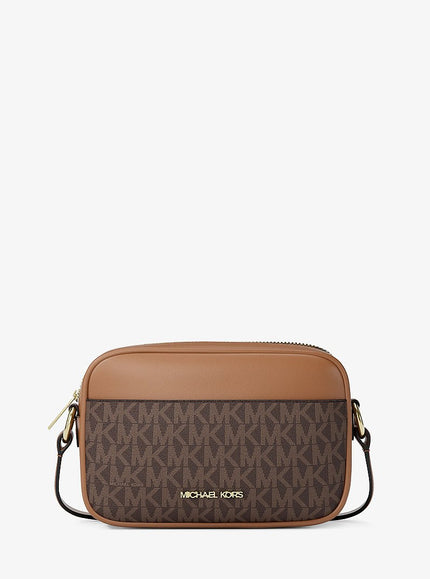 MICHAEL KORS Jet Set Small Signature Logo Camera Crossbody Bag BROWN 1