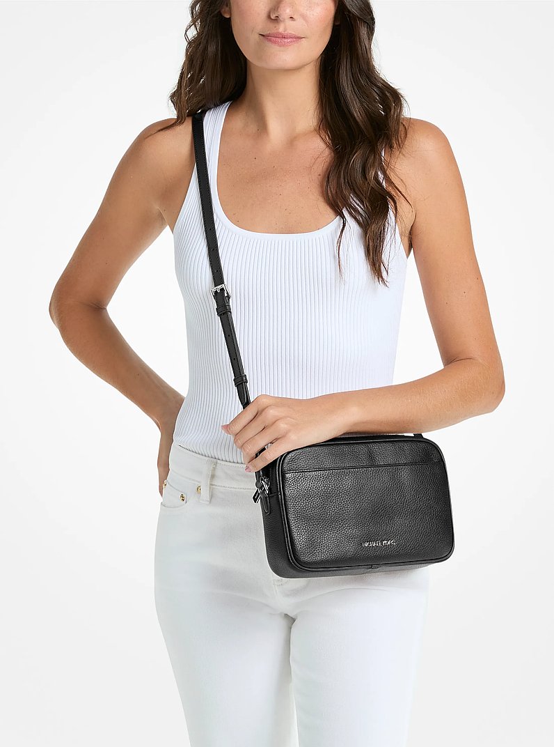 MICHAEL KORS Jet Set Large Pebbled Leather Camera Crossbody Bag