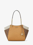 MICHAEL KORS Jet Set Large Color-Block Signature Logo Tote Bag - Honeywheat Multi