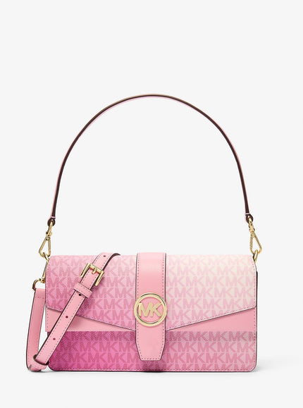 [At India] MICHAEL KORS Greenwich Medium Signature Logo Shoulder Bag - Carnation