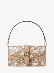 MICHAEL KORS Greenwich Medium Printed Signature Logo Convertible Shoulder Bag  -Camel