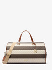 MICHAEL KORS Grayson Extra-Large Striped Signature Logo Weekender Bag - Vanilla/Luggage