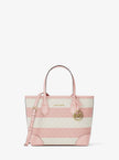 MICHAEL KORS Eva Extra-Small Striped Signature Logo Convertible Tote Bag - Powder Blush