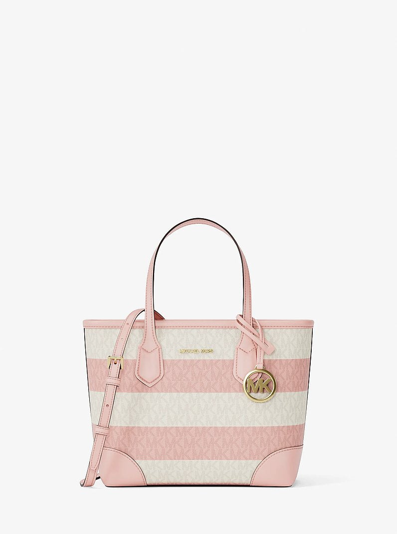 MICHAEL KORS Eva Extra-Small Striped Signature Logo Convertible Tote Bag - Powder Blush
