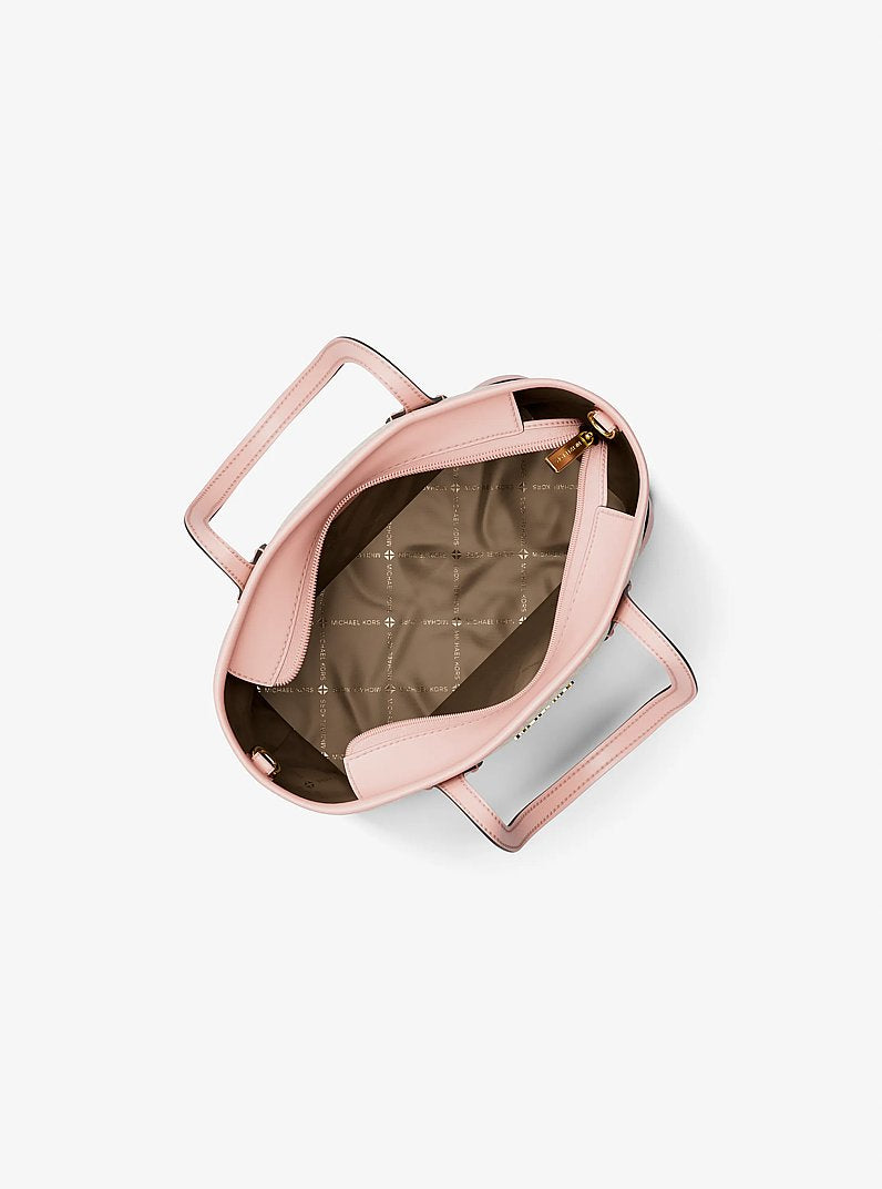 MICHAEL KORS Eva Extra-Small Striped Signature Logo Convertible Tote Bag - Powder Blush