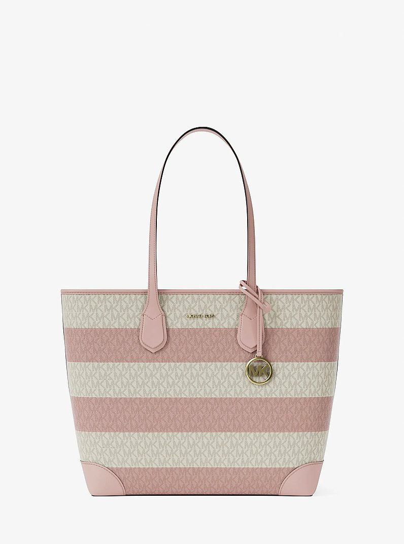 MICHAEL KORS Eva Large Striped Signature Logo Tote Bag