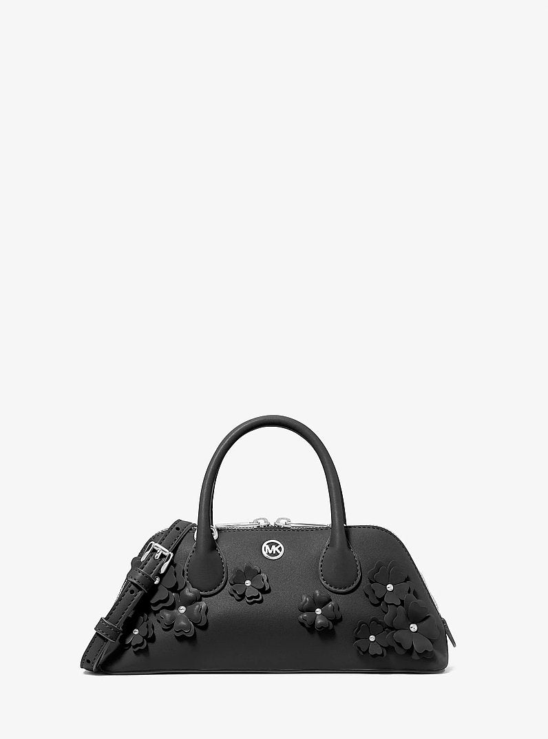[At India] MICHAEL KORS Petra Small Signature Logo Floral Embellished Crossbody Bag - Black