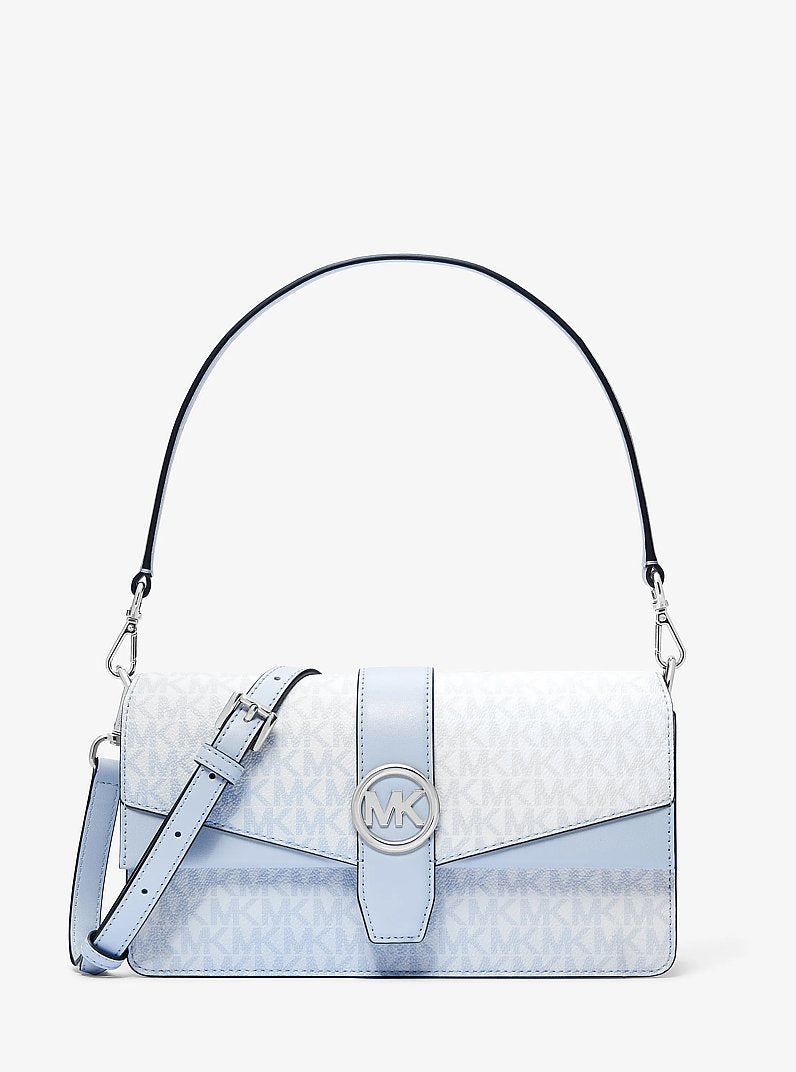 [At India] MICHAEL KORS Greenwich Medium Signature Logo Shoulder Bag - Pale Ocean
