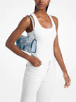 MICHAEL KORS Greenwich Medium Printed Signature Logo Convertible Shoulder Bag  - Pale Ocean