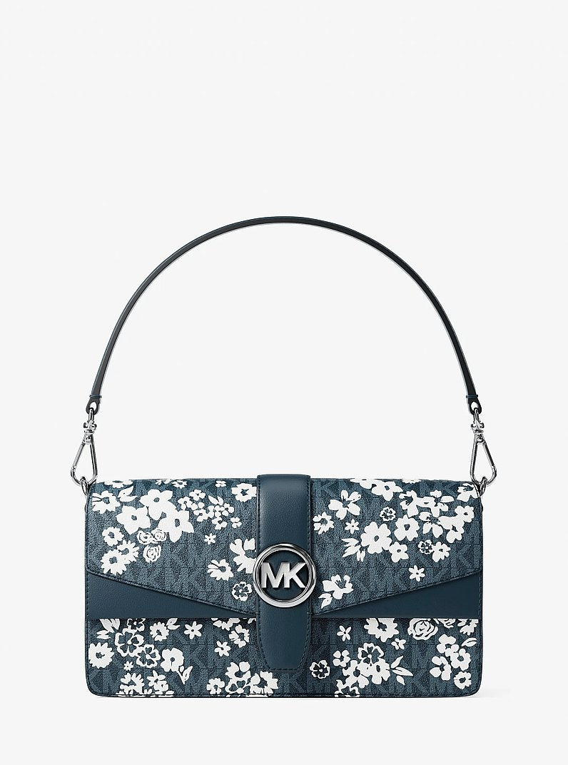 MICHAEL KORS Greenwich Medium Printed Signature Logo Convertible Shoulder Bag  - Admiral