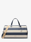 MICHAEL KORS Grayson Extra-Large Striped Signature Logo Weekender Bag - Navy