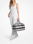 MICHAEL KORS Grayson Extra-Large Striped Signature Logo Weekender Bag - Navy