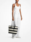 MICHAEL KORS Eva Large Striped Signature Logo Tote Bag