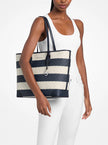 MICHAEL KORS Eva Large Striped Signature Logo Tote Bag