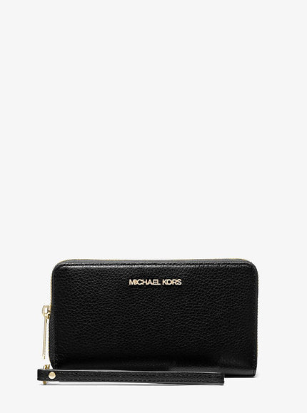 MICHAEL KORS Large Pebbled Leather Smartphone Wristlet - Black
